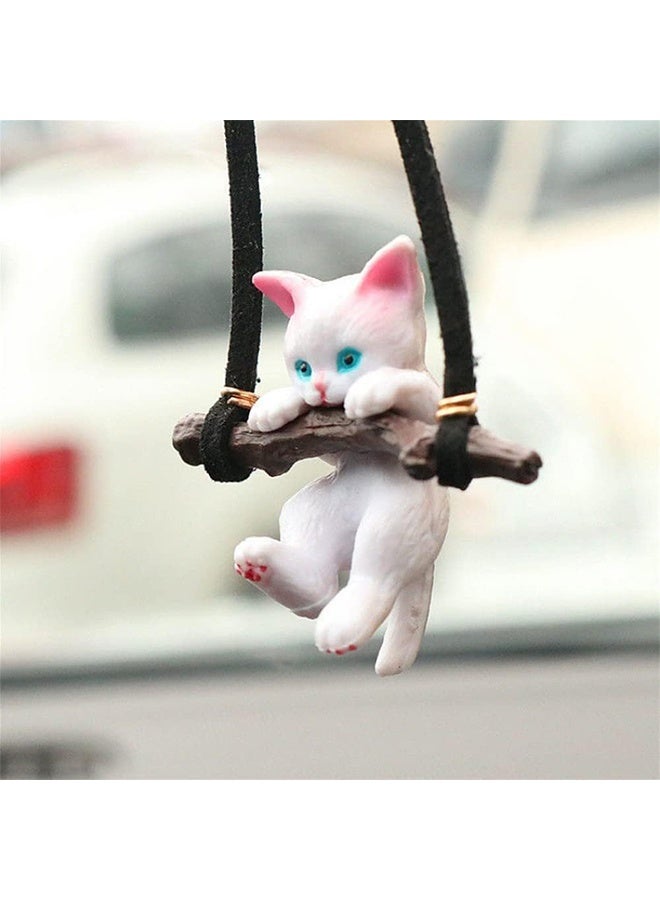 زخرفة سيارة معلقة، قلادة قطة فرع لطيفة معلقة في السيارة، ملحقات تعليق السيارة، ديكور مضحك لمرآة السيارة الخلفية، ديكور داخلي للسيارة، سحر السيارة ملحقات تعليق مرآة السيارة اللطيفة - Image 2
