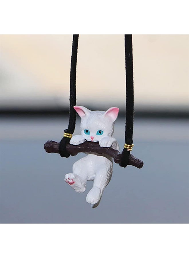 زخرفة سيارة معلقة، قلادة قطة فرع لطيفة معلقة في السيارة، ملحقات تعليق السيارة، ديكور مضحك لمرآة السيارة الخلفية، ديكور داخلي للسيارة، سحر السيارة ملحقات تعليق مرآة السيارة اللطيفة - Image 1