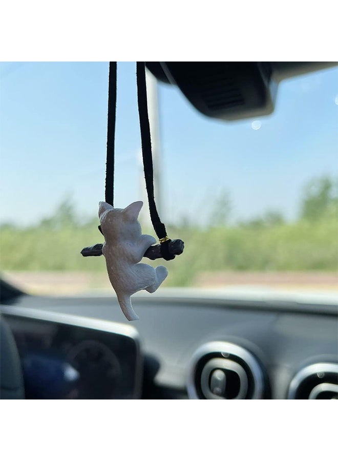 زخرفة سيارة معلقة، قلادة قطة فرع لطيفة معلقة في السيارة، ملحقات تعليق السيارة، ديكور مضحك لمرآة السيارة الخلفية، ديكور داخلي للسيارة، سحر السيارة ملحقات تعليق مرآة السيارة اللطيفة - Image 3