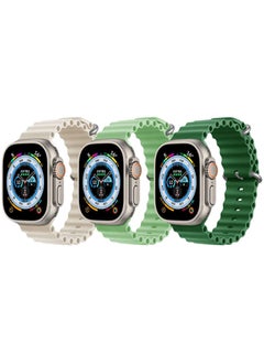 Silicone Ocean Band Strap for Apple Watch 38/40/41mm Pearl White/Mint Green/Dark Green Set of 3