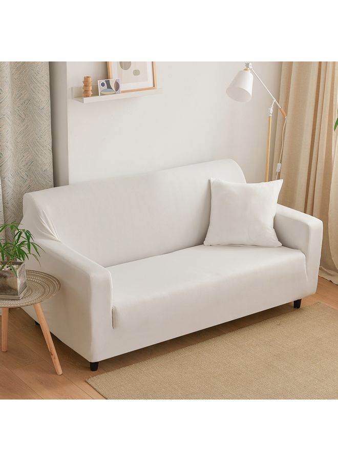 3-Seater Exquisitely Designed Wrinkle-free Full Coverage Stretchable Sofa Slipcover With One Cushion Cover White Length Stretch From 186 To 230cm - Image 1