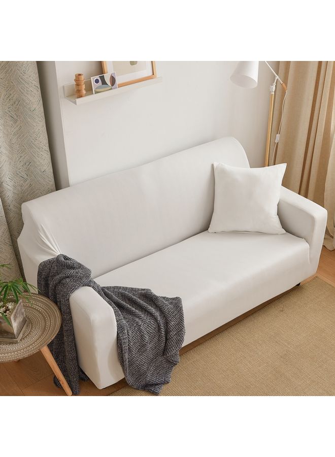 3-Seater Exquisitely Designed Wrinkle-free Full Coverage Stretchable Sofa Slipcover With One Cushion Cover White Length Stretch From 186 To 230cm - Image 4