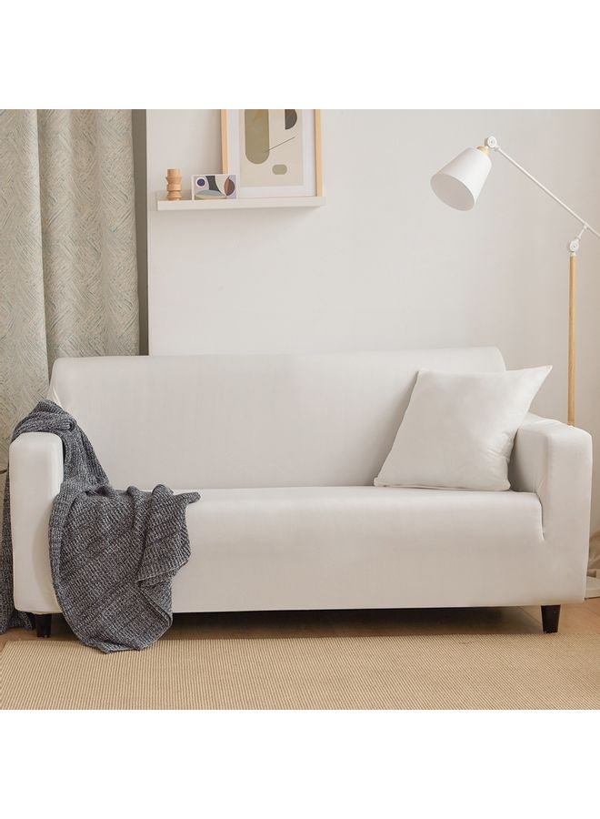 3-Seater Exquisitely Designed Wrinkle-free Full Coverage Stretchable Sofa Slipcover With One Cushion Cover White Length Stretch From 186 To 230cm - Image 3