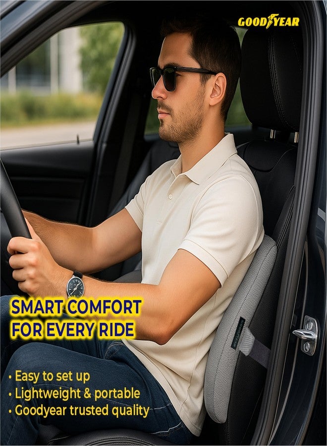 غوديير وسادة دعم أسفل الظهر المريحة من جوديير لكرسي المكتب ومقعد السيارة - وسادة دعم أسفل الظهر مملوءة بالجل، وسادة فاخرة لدعم الكرسي لتخفيف آلام أسفل الظهر واستخدامات متعددة - رمادي - Image 3