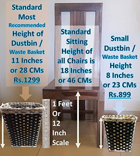 Sonas Creation Paperus Small Size 8 Inch TALL 5 Liter Blue Trapezoid Waste Basket Trashcan Indoor Planter OpenTop Dustbin Storage Basket Ecofriendly Handmade of Paper Ropes - Image 2