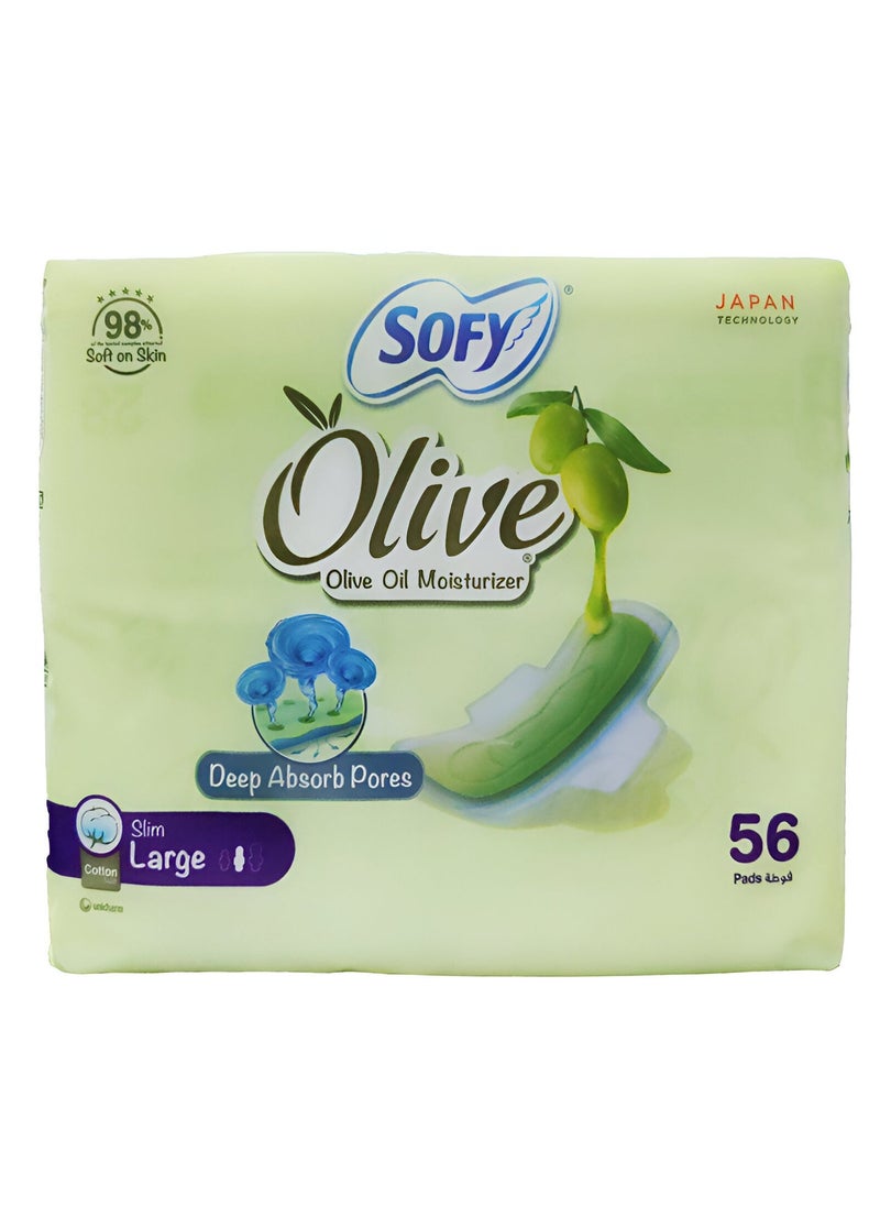 Sofy 56 Pcs Olive Oil Moisturizer Slim Large Pads - Image 1