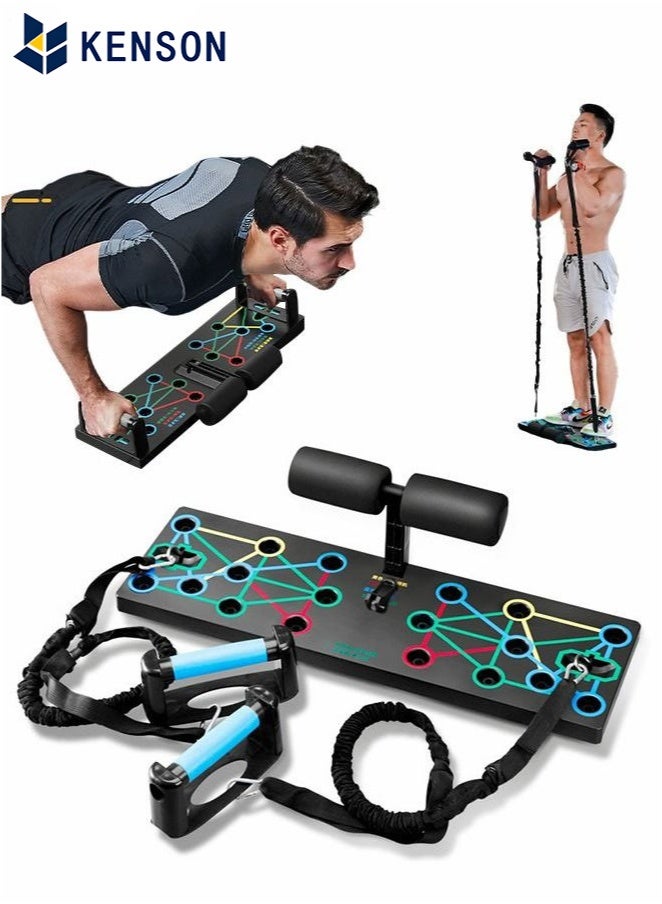 كِينْسُون لوحة رفع مطورة، حوامل دفع متعددة الوظائف مع شريط الجلوس لتدريب القوة، لوحة رفع معدات التمرين مع أشرطة مقاومة، معدات تدريب القوة، اللياقة البدنية المنزلية - Image 1