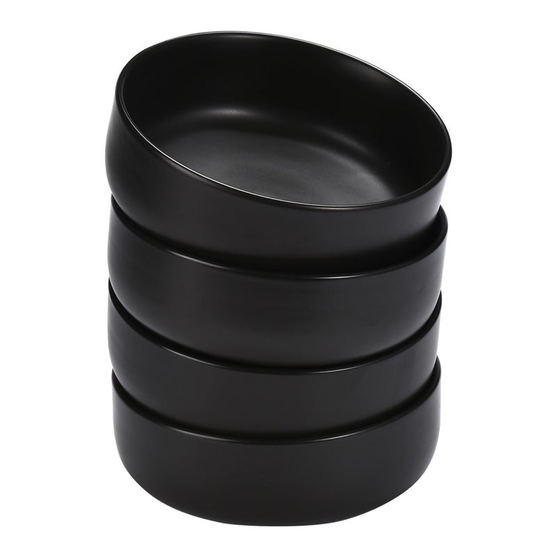 Bruntmor Ceramic Serving Bowls - Set of 4 Large Cereal Bowls - 28oz Black Salad Bowls - Dishwasher, Oven, and Microwave Safe Soup Bowl - Ceramic Bowl Set for Breakfast, Lunch, and Dinner - Image 1