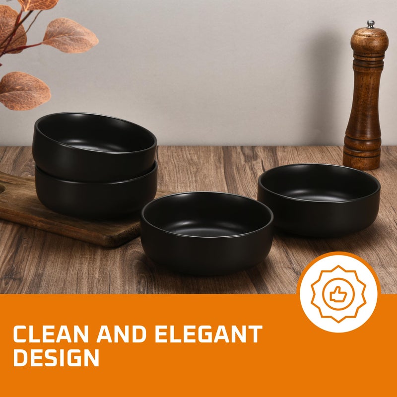 Bruntmor Ceramic Serving Bowls - Set of 4 Large Cereal Bowls - 28oz Black Salad Bowls - Dishwasher, Oven, and Microwave Safe Soup Bowl - Ceramic Bowl Set for Breakfast, Lunch, and Dinner - Image 2