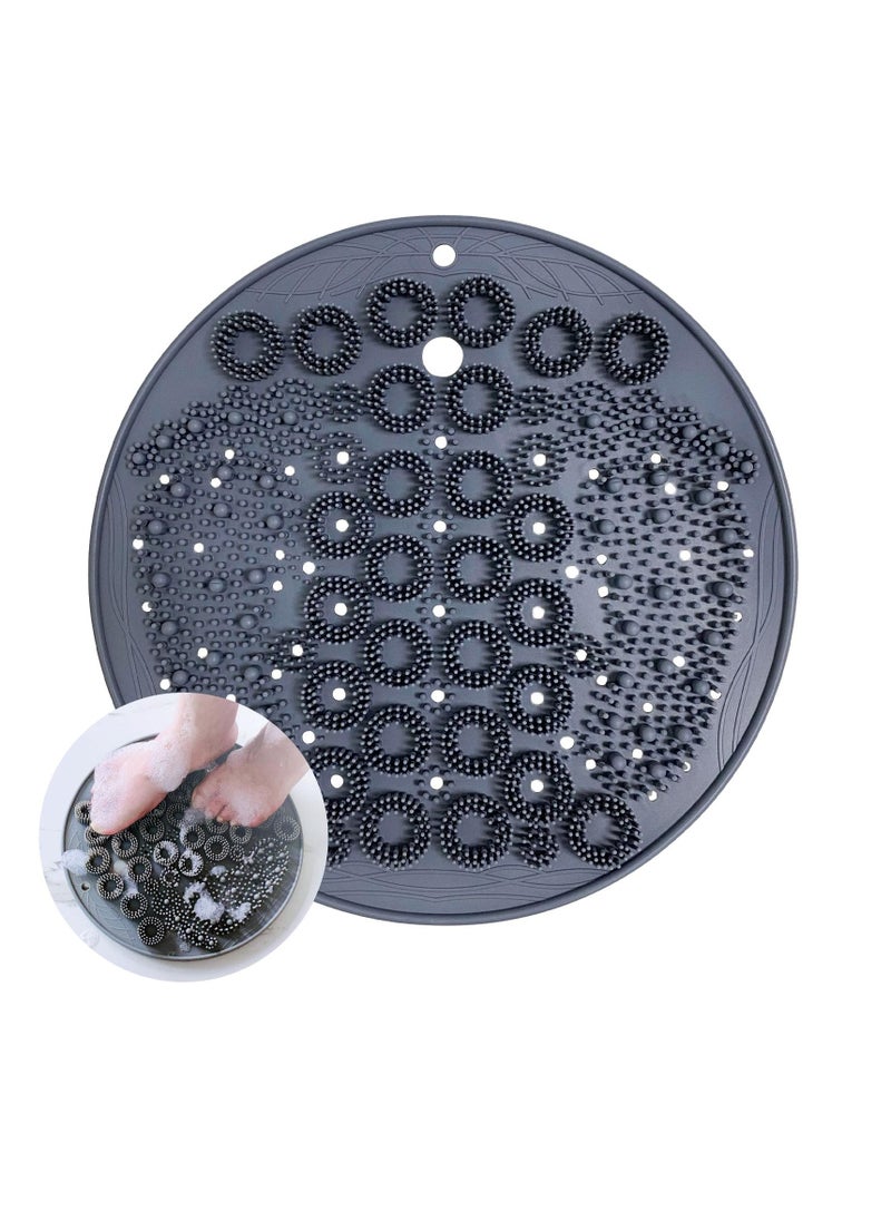 KASTWAVE - Foot Scrubber in Shower, Larger Silicone Foot Scrubber for Shower Floor, Foot & Back Body Exfoliator Massager Washer with Non Slip Suction Cup, Exfoliating Scrub Brush Pad for Women Men, Grey - Image 1