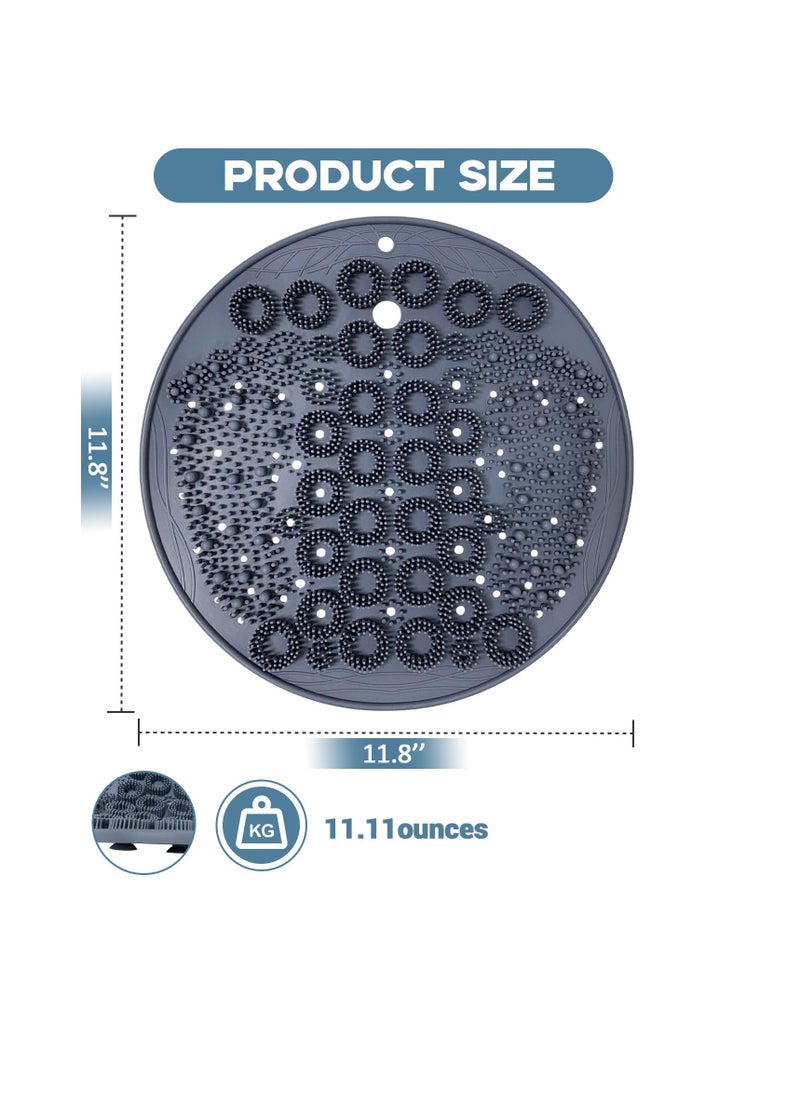 KASTWAVE - Foot Scrubber in Shower, Larger Silicone Foot Scrubber for Shower Floor, Foot & Back Body Exfoliator Massager Washer with Non Slip Suction Cup, Exfoliating Scrub Brush Pad for Women Men, Grey - Image 1