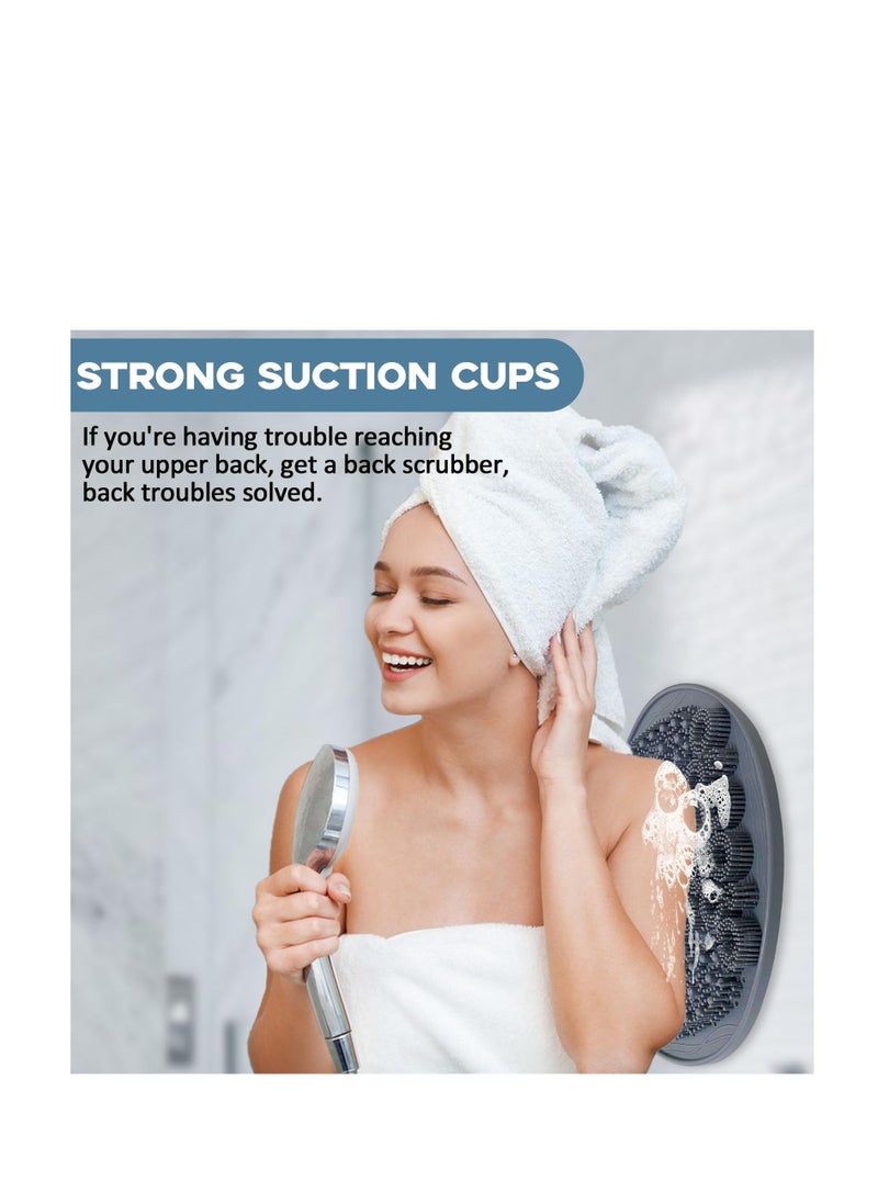 KASTWAVE - Foot Scrubber in Shower, Larger Silicone Foot Scrubber for Shower Floor, Foot & Back Body Exfoliator Massager Washer with Non Slip Suction Cup, Exfoliating Scrub Brush Pad for Women Men, Grey - Image 1