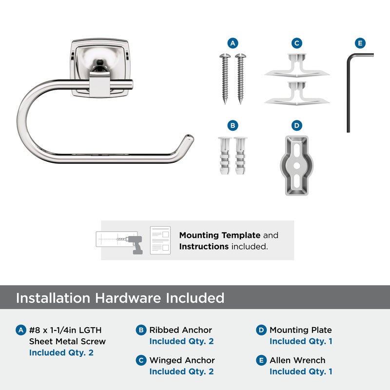 Amerock Stature Polished Nickel Single Post Tissue Holder  BH36091PN - Image 2