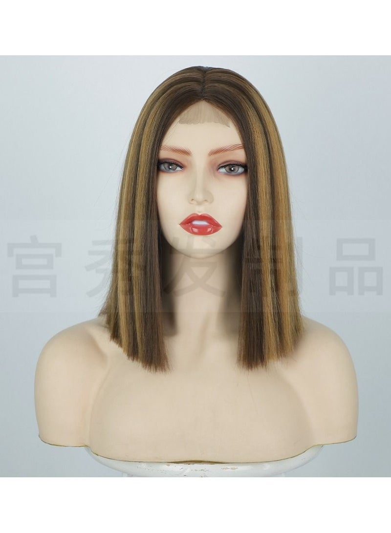 Estelle Wig European And American Womens Wig Front Lace Small Lace Bobo Head Wig Straight Hair Chemical Fiber Headgear Wigs - Image 4