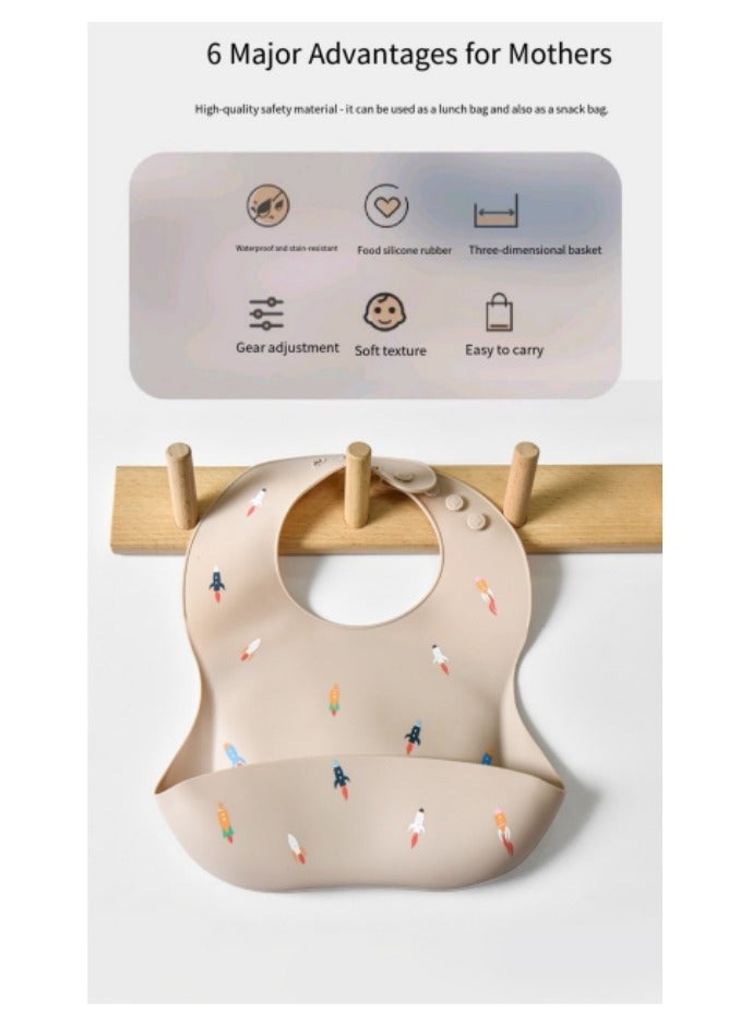 مريلة أطفال بنمط زهور، مريلة مقاومة للماء، مريلة أطفال من السيليكون، جيب أرز، مريلة أطفال - Image 3