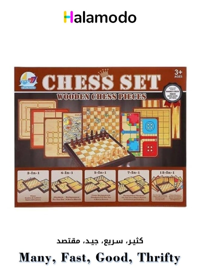 HALAMODO - 7-in-1 Wooden Chess Set Table Games for Leisure And Entertainment - Image 1