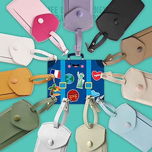 VANTOO Kevancho Leather Smart Luggage Tags for Men Women, Suitcase Labels Baggage Tote Bag Tag ID Tags with Full Back Privacy Cover for Carnival Cruise Ship, Travel Accessories Tags Set of 2 PCS(Yellow) - Image 5