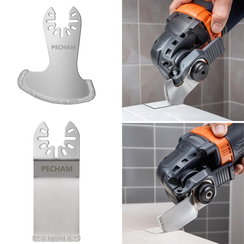 PECHAM 9PCS Diamond Oscillating Tool Blade, Multi Tool Blades Kits for Grout Removal and Soft Tile Cut, Fit Porter Cable Black & Decker Rockwell Ridgid Ryobi Milwaukee Chicago Craftsman - Image 3