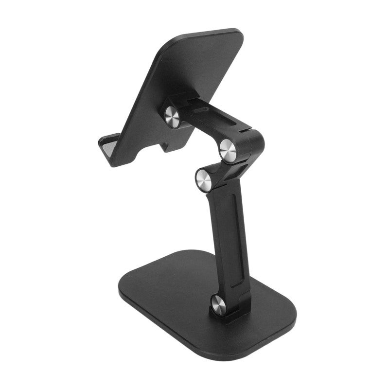Cell Phone Stand Black Mini Foldable Adjustable 120° Angle Triangle Design - Weighted Base With Reserved Charging Hole Portable Phone Holder for Desktop Comfortable Viewing - Image 5