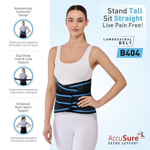 AccuSure Fabric LS Belt Special Fit For Size XL & XXL | Lumbo Sacral Back Support Belt For Lower Back Pain Relief, Spine Support & Posture Correction | Adjustable Back Brace For Men, Women - Image 2