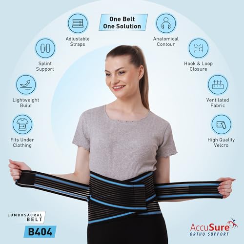 AccuSure Fabric LS Belt Special Fit For Size XL & XXL | Lumbo Sacral Back Support Belt For Lower Back Pain Relief, Spine Support & Posture Correction | Adjustable Back Brace For Men, Women - Image 4