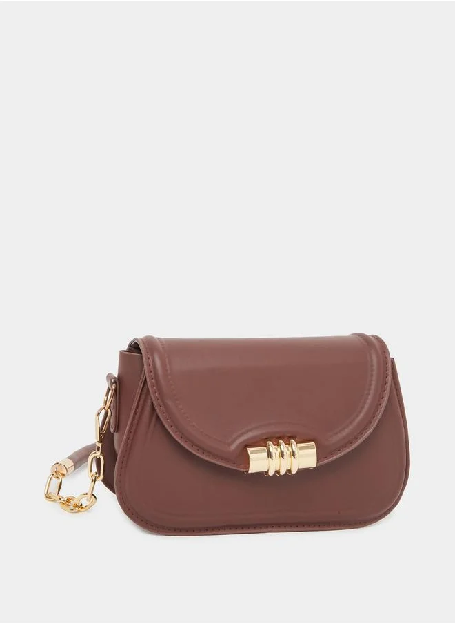ستايلي Styli Buckle Detail Shoulder Bag with Chain Strap