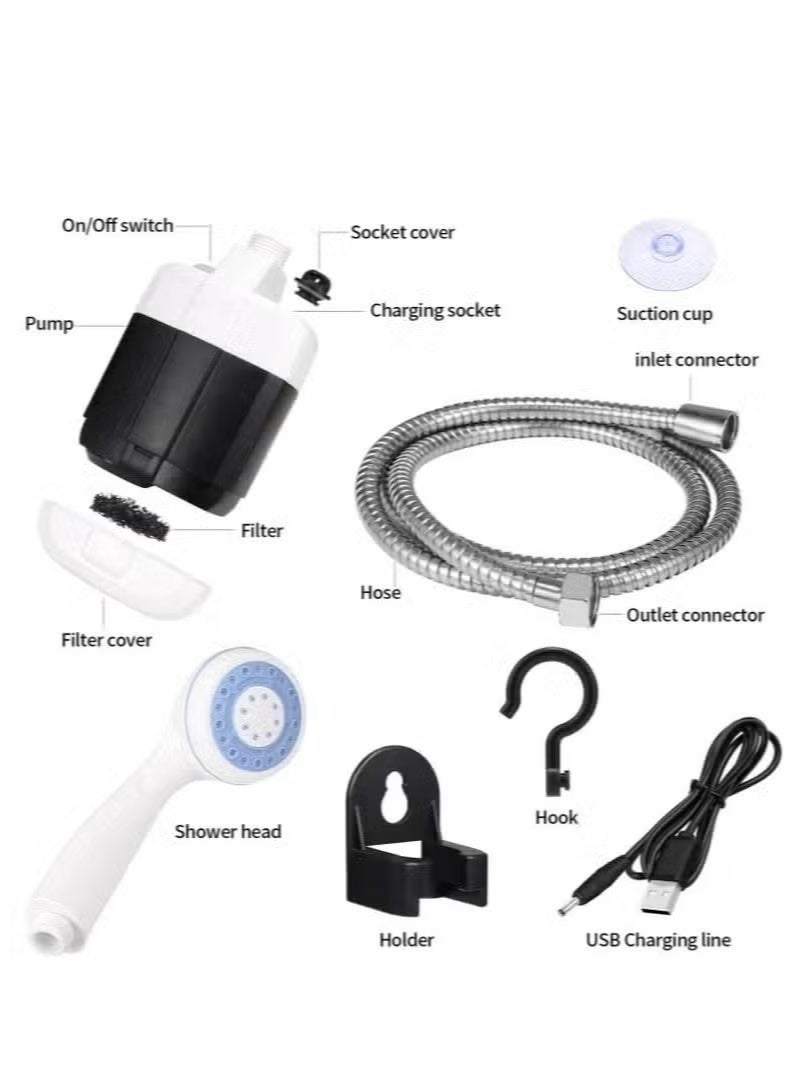 A ZONE Portable Electric Shower – Rechargeable Multi-Functional Outdoor Shower with Dual Camping Shower Heads & Water Filter, Compact Handheld Shower for Travel, Camping, Baby Care, Pets & Home - Image 3