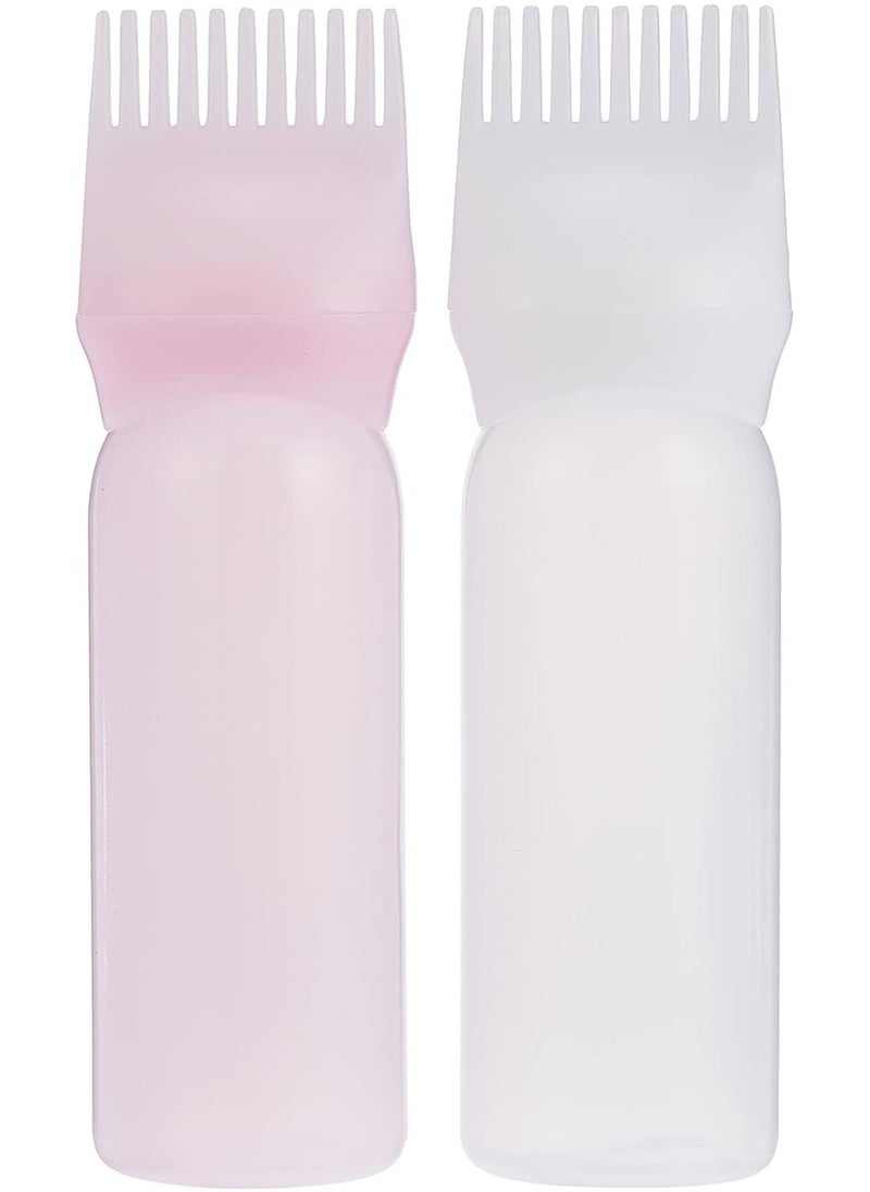 Applicator Bottle for Hair Dye Bottle Applicator Brush with Graduated Scale Pink and White