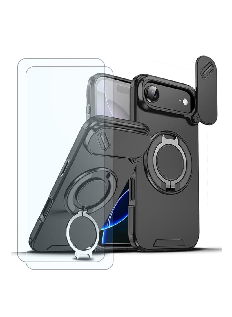 WRISTWISE Case Cover for iPhone 17 Air with Stand and 2 Screen Protectors, Heavy Duty Shockproof Phone Case for iPhone 17 Air with Camera Cover (Black) - Image 1