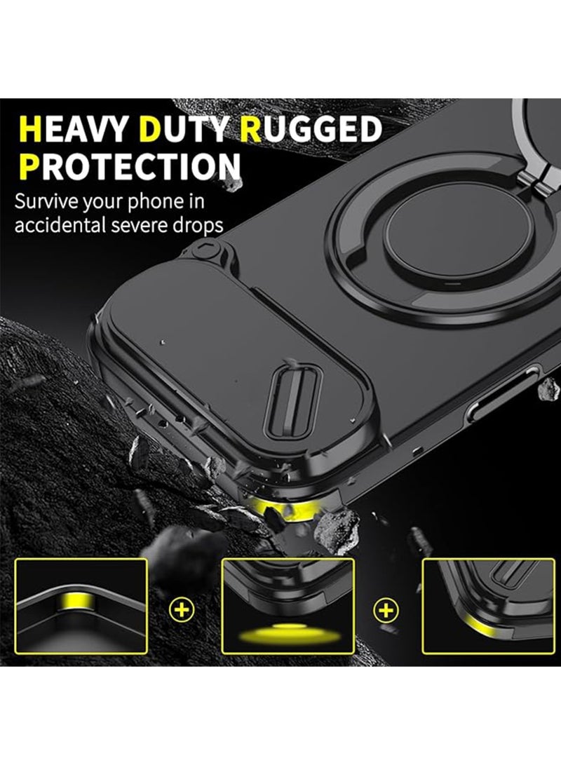 WRISTWISE Case Cover for iPhone 17 Air with Stand and 2 Screen Protectors, Heavy Duty Shockproof Phone Case for iPhone 17 Air with Camera Cover (Black) - Image 2