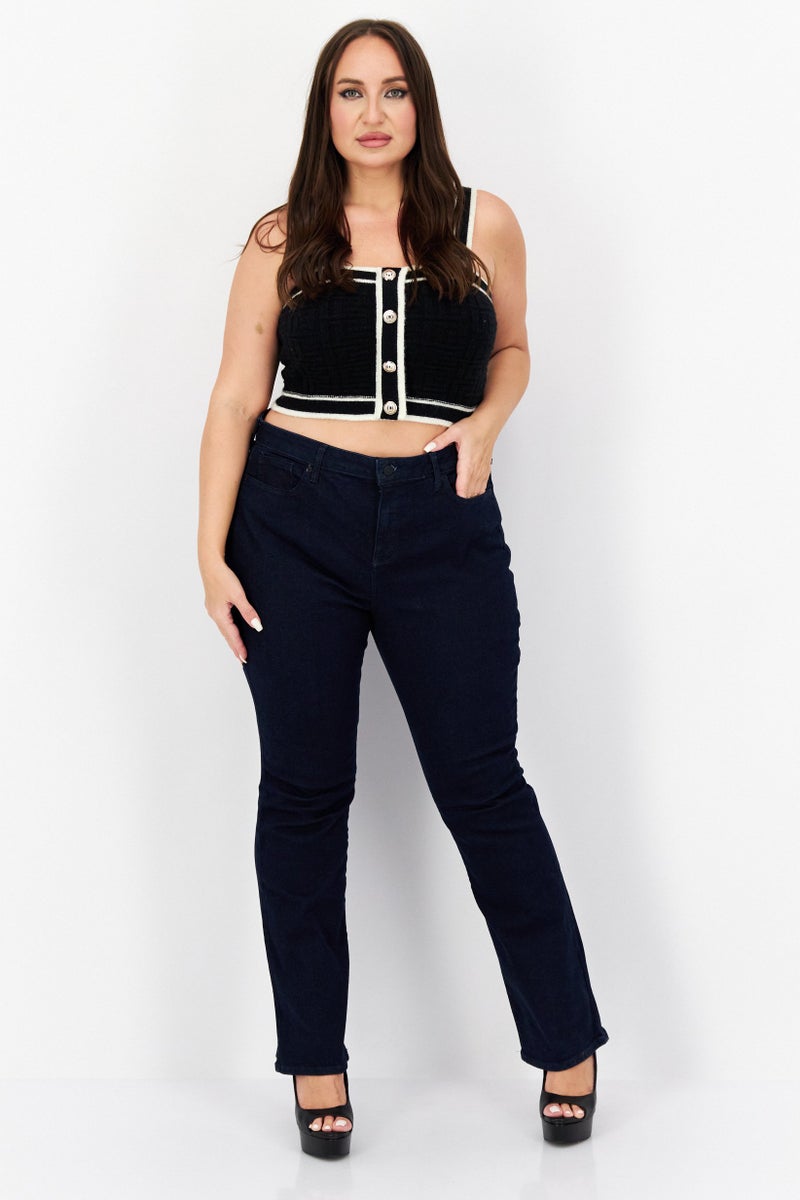 NYDJ Women Bootcut High Rise Stretchable Jeans, Navy Denim - Image 3