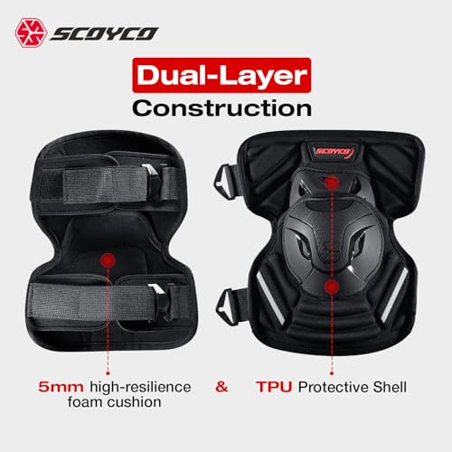 Scoyco Motocycle Knee Guards for Man - CE Level 1 Knee and Elbow Pads Adjustable Motocross Armor with TPU Protective & Dynamic Flex Racing Gear - Image 2