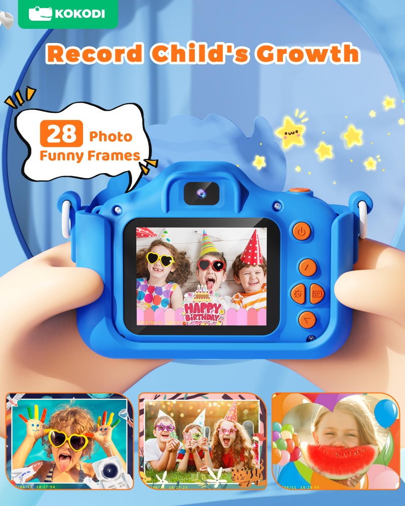 KOKODI Kids Camera Toy Digital Camera for Kids  Dinosaurs Birthday Gifts for Boys Age 3-12  1080P HD Video Camera for Toddler  Children Toys for 3 4 5 6 7 8 9 Year Old Boys with 32GB SD Card - Image 3