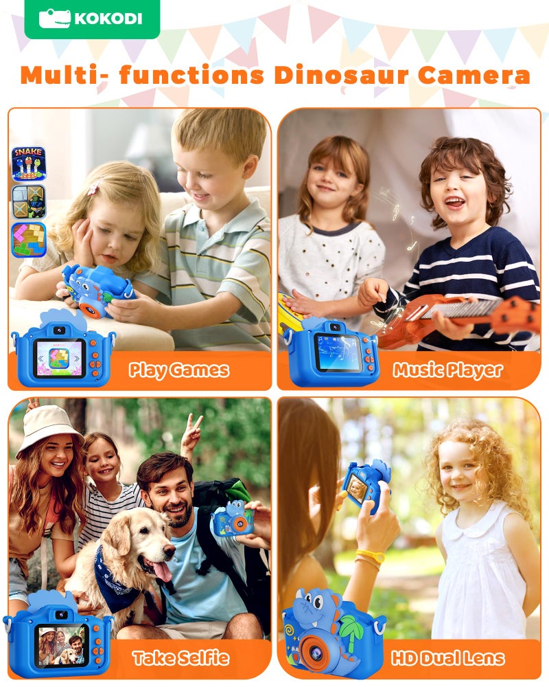 KOKODI Kids Camera Toy Digital Camera for Kids  Dinosaurs Birthday Gifts for Boys Age 3-12  1080P HD Video Camera for Toddler  Children Toys for 3 4 5 6 7 8 9 Year Old Boys with 32GB SD Card - Image 5