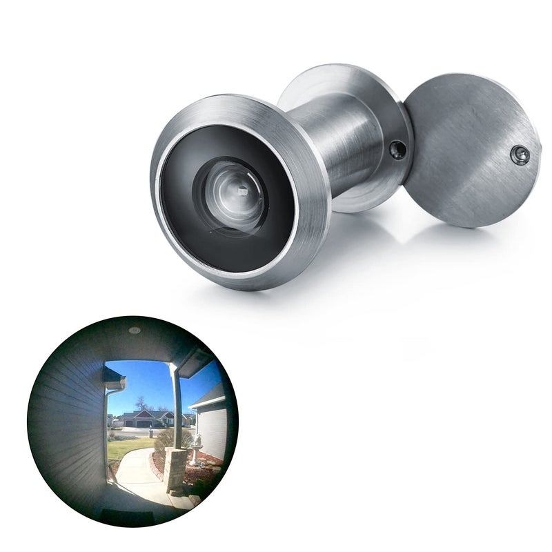 TOGU TG3016YGSPC Solid Brass UL Listed 220degree Door Viewer with Heavy Duty Privacy Cover for 138 to 216 Doors Brushed Satin Chrome Finish