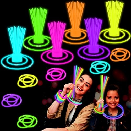 Leetous Glow Sticks Party Pack 850 Light up Bracelets Necklaces Accessories for Kids 250th Anniversary 4th of July Neon Glow in the Dark Party Favor Supplies Decoration for Camping Wedding Dance Parade - Image 1