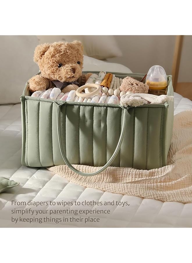 X spring Baby Diaper Caddy Organizer Diaper Caddy Basket With Dividers Collapsible Portable Diaper Caddy Bag Nursery Essentials Storage Basket Bin For Storing Diapers And Other Baby Products - Image 3