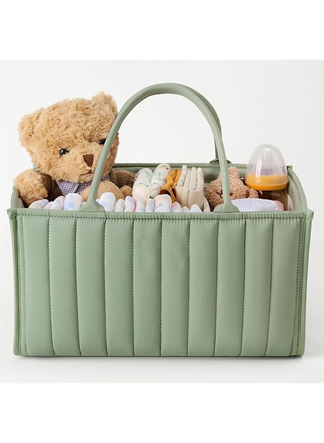 X spring Baby Diaper Caddy Organizer Diaper Caddy Basket With Dividers Collapsible Portable Diaper Caddy Bag Nursery Essentials Storage Basket Bin For Storing Diapers And Other Baby Products - Image 1