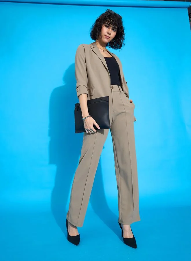Sassafras Beige Wide-Leg Trousers