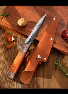 Browning Sharp High Carbon Stainless Steel Boning Knife Meat Cutter Bone Razor Kitchen Knife With Leather Case  - Image 1