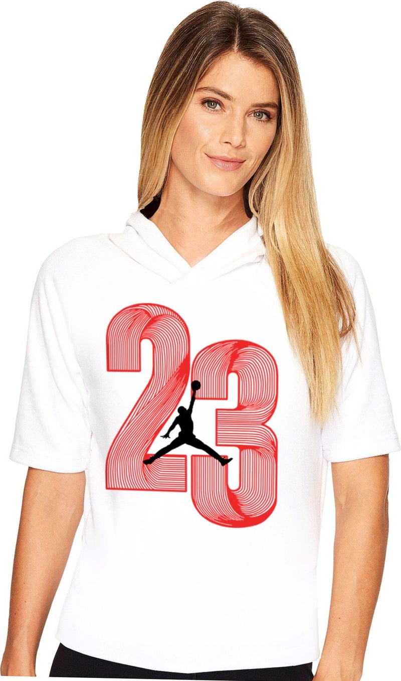 Twenty Three White Hooded Short Sleeve Women's T-Shirt