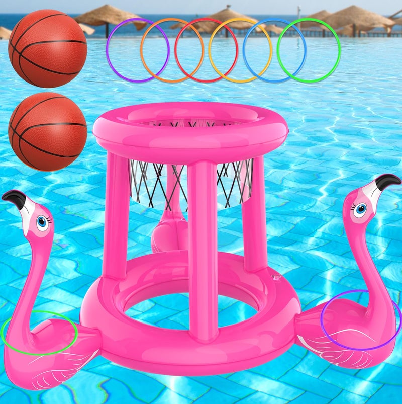 Pool Toys Pool Floats Pool Games for Kids Adult Inflatable Pool Basketball Hoop  Ring Toss Game 2in1 Pool Floating Outdoor Party Water Toy for Adults Family Kids Ages 4812 Pink1