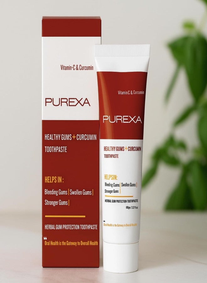 PUREXA معجون أسنان بيوركسا هيلثي جامز بالكركمين، عبوة واحدة (100 غرام) | يقلل نزيف اللثة وتورمها | يحمي من مشاكل اللثة | يقوي اللثة بمكونات عشبية | يساعد على منع رائحة الفم الكريهة للرجال والنساء - Image 2