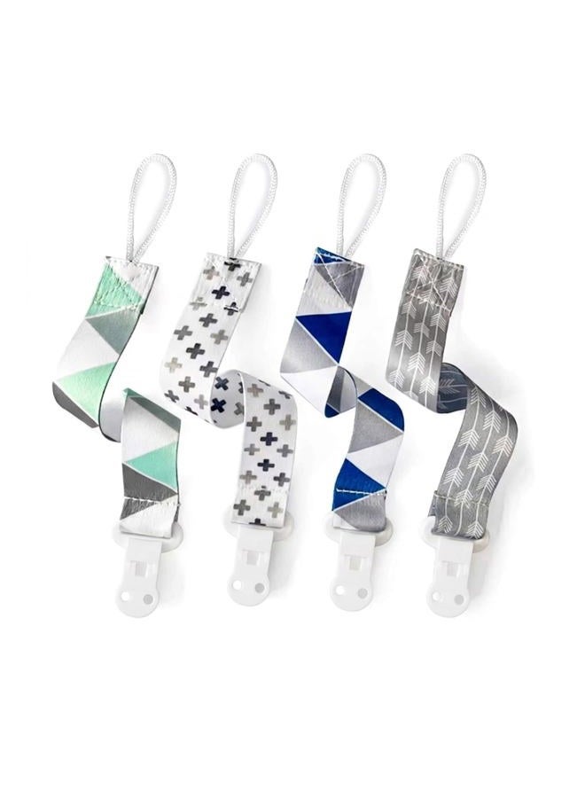 PandaEar Baby Pacifier Clips Solid Color, 4 Pack Universal Holder Leash for Boys and Girls, Perfect for Baby Teething Toys Teethers and (Neutral) - Image 1