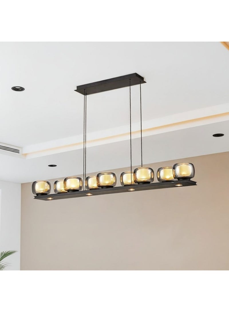 DANUBE HOME Modena 1340/9L Clear & Black Acrylic Dining Room Chandelier - Elegant Modern Lighting Fixture for Home Decor - 2 Year Warranty  - Image 1