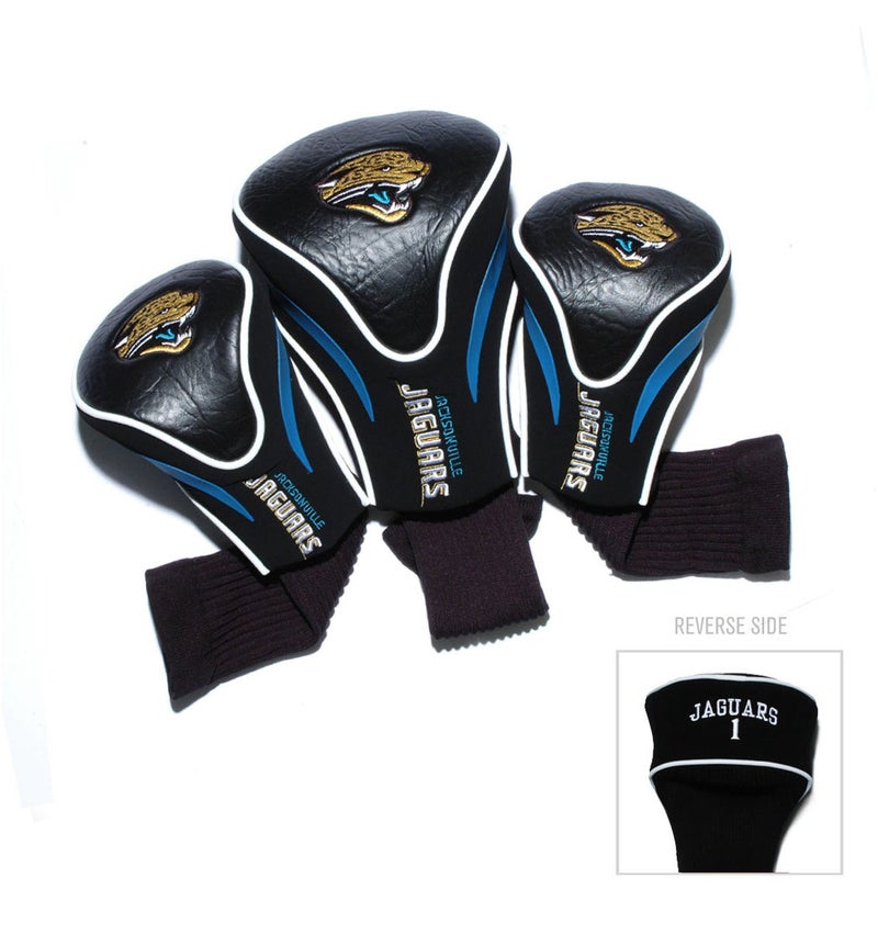 Team Golf NFL Jacksonville Jaguars Contour Golf Club Headcovers (3 Count) Numbered 1, 3, & X, Fits Oversized Drivers, Utility, Rescue & Fairway Clubs, Velour lined for Extra Club Protection - Image 2