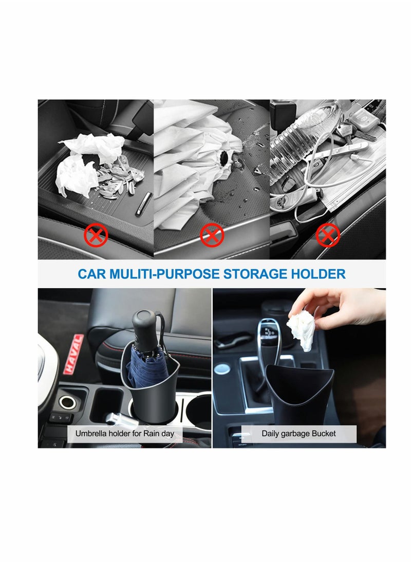 KASTWAVE Car Trash Can, 2 Pack Hanging Car Waste Basket,Waterproof Car Trash Can with Car Seat Headrest Hooks, Car Garbage bin, Cylinder Storage Holders Container, Multipurpose Car Umbrella Holder for Car  - Image 4