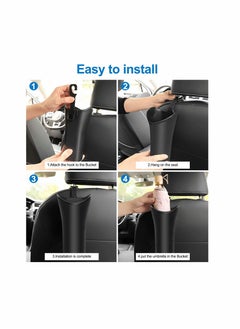 KASTWAVE Car Trash Can, 2 Pack Hanging Car Waste Basket,Waterproof Car Trash Can with Car Seat Headrest Hooks, Car Garbage bin, Cylinder Storage Holders Container, Multipurpose Car Umbrella Holder for Car  - Image 3