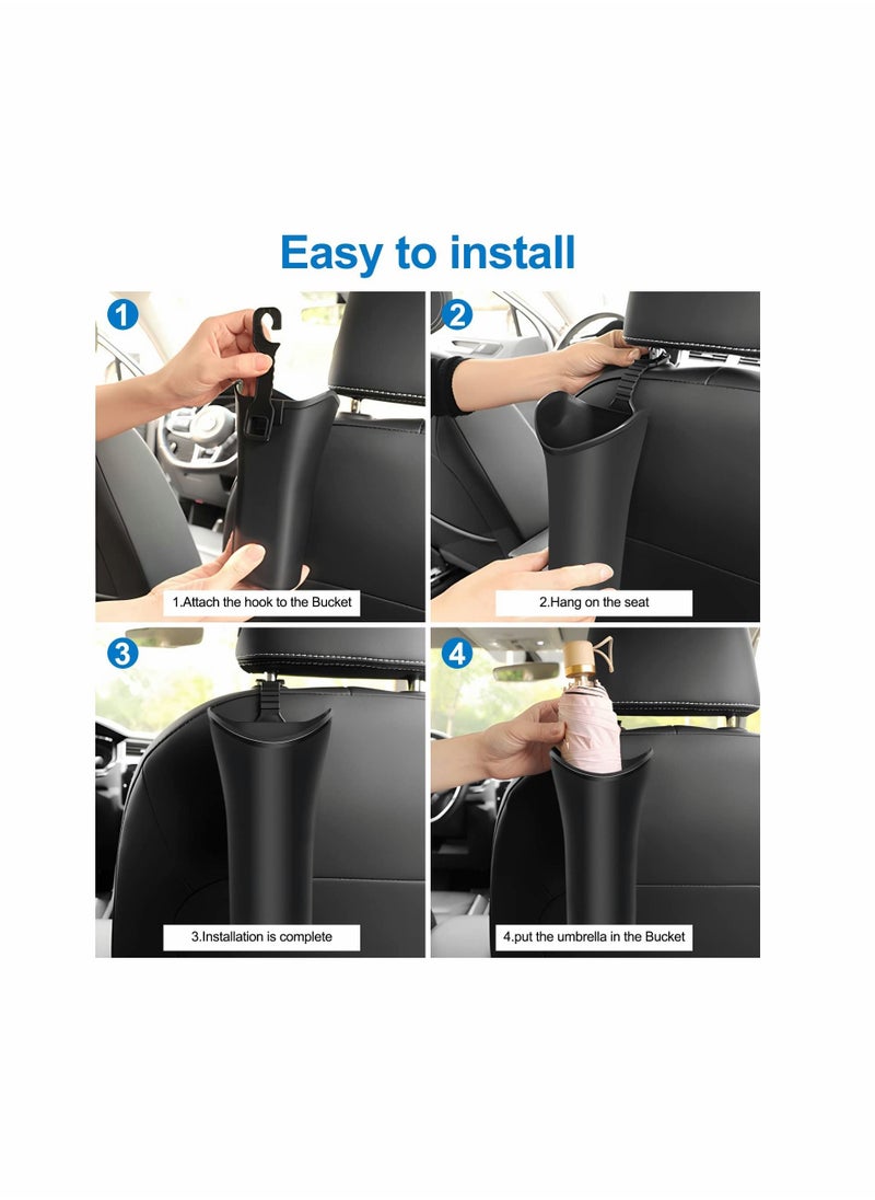 KASTWAVE Car Trash Can, 2 Pack Hanging Car Waste Basket,Waterproof Car Trash Can with Car Seat Headrest Hooks, Car Garbage bin, Cylinder Storage Holders Container, Multipurpose Car Umbrella Holder for Car  - Image 3