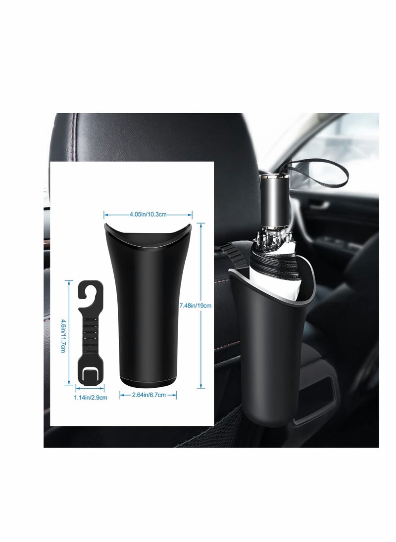 KASTWAVE Car Trash Can, 2 Pack Hanging Car Waste Basket,Waterproof Car Trash Can with Car Seat Headrest Hooks, Car Garbage bin, Cylinder Storage Holders Container, Multipurpose Car Umbrella Holder for Car  - Image 2